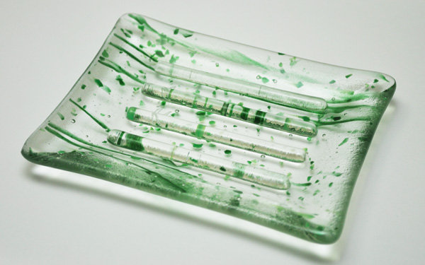 Wray Soap Dish, Green Mardi Gras