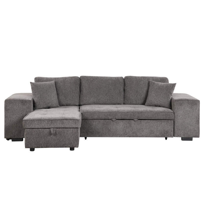 Canapé modulaire réversible en L 104,5 po à 3 places modulaires, Lin Knox gris anthracite