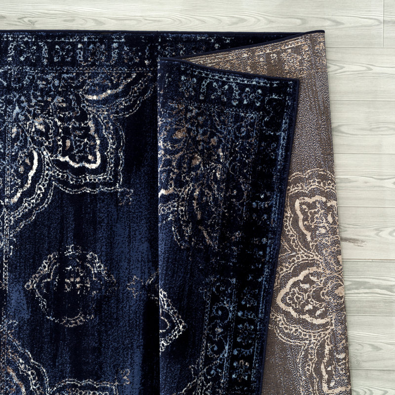 Tapis oriental bleu marine Gidran, Rectangle 5 pi 2 po x 7 pi 2 po