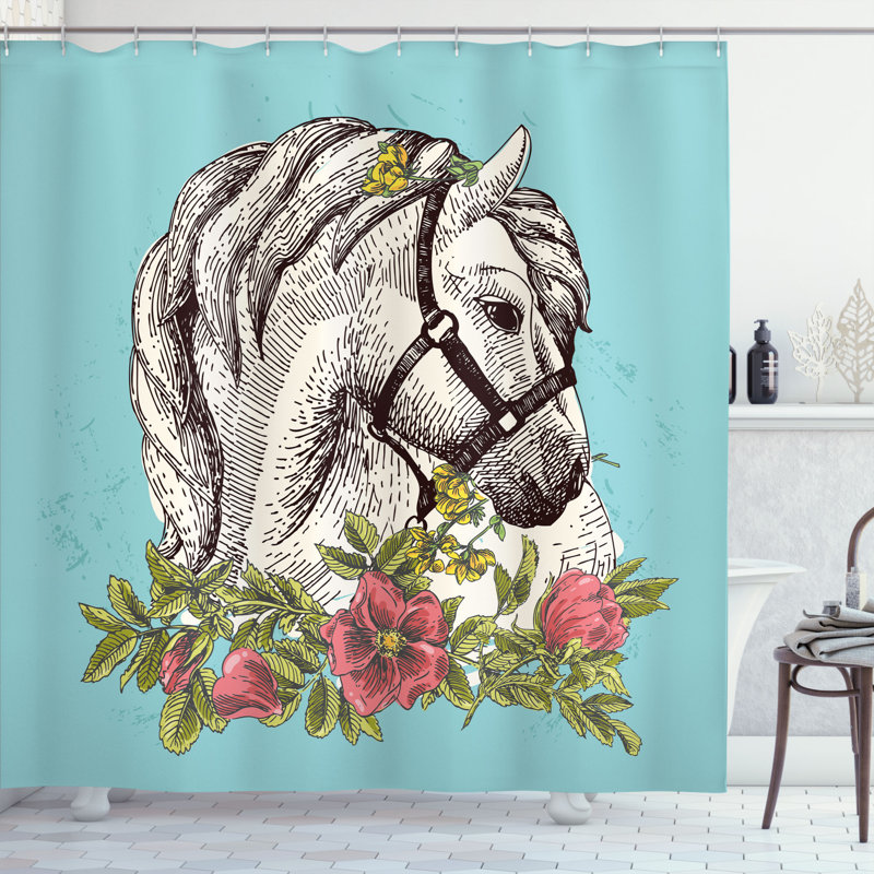 Ensemble de rideau de douche + crochets, H 75 po x l 69 po