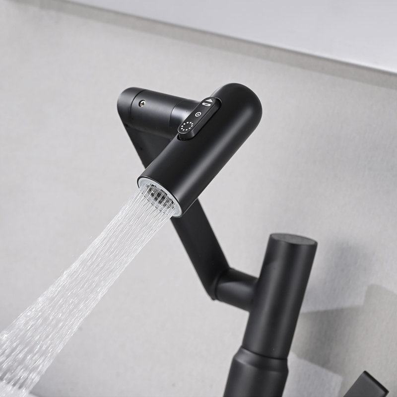 Temperature Digital Display Single Hole Bathroom Faucet With Swivel Spout Single Handle Bathroom Sink Faucets Brass Bathroom Basin Taps