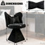 Fauteuil de coiffeuse pivotant avec dossier papillon et velours chenille-978604490