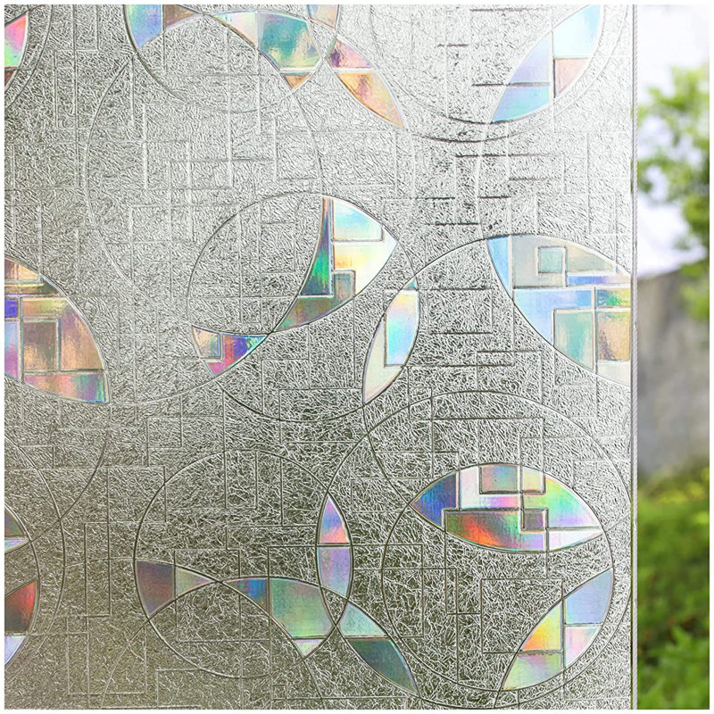 Rainbow Effect Vinyl Privacy Window Film with Irregular Prism Patterns