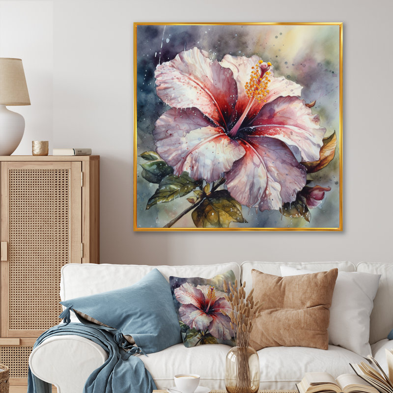 «Rudeen Petals of Hibiscus» sur impression sur toile, H 30 po x l 30 po x P 1 po, Cadre flottant doré