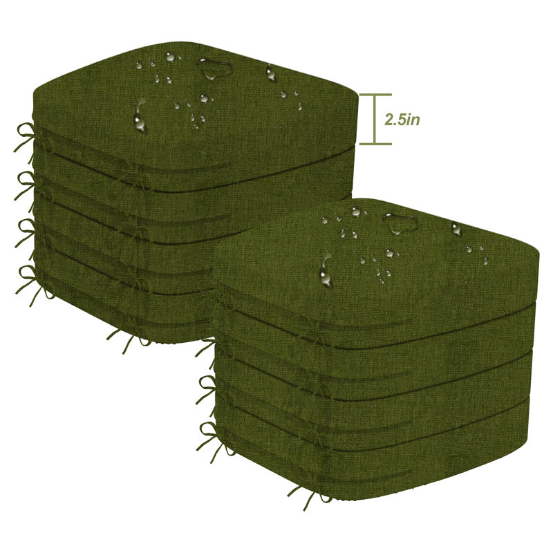 Indoor 2.5'' Thick Chair Cushions Waterproof For Dining Chairs, Dark Green, 8