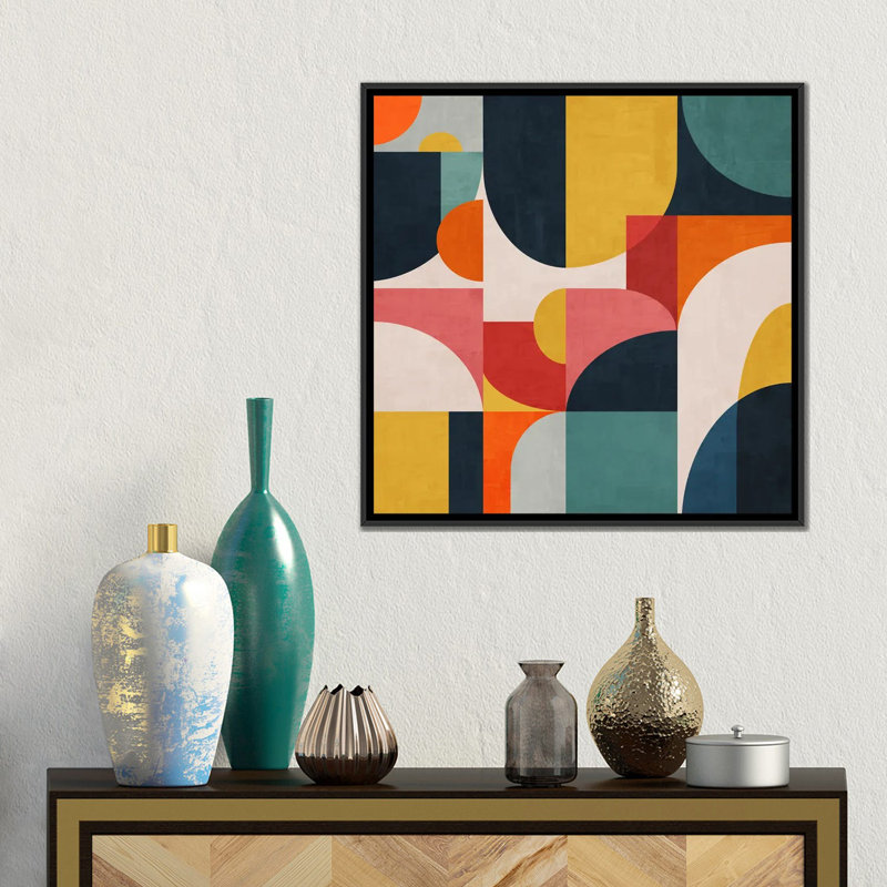 «Geometric Concept XCVI», reproduction d'art sur toile encadrée, Noir, H 18 po x l 18 po