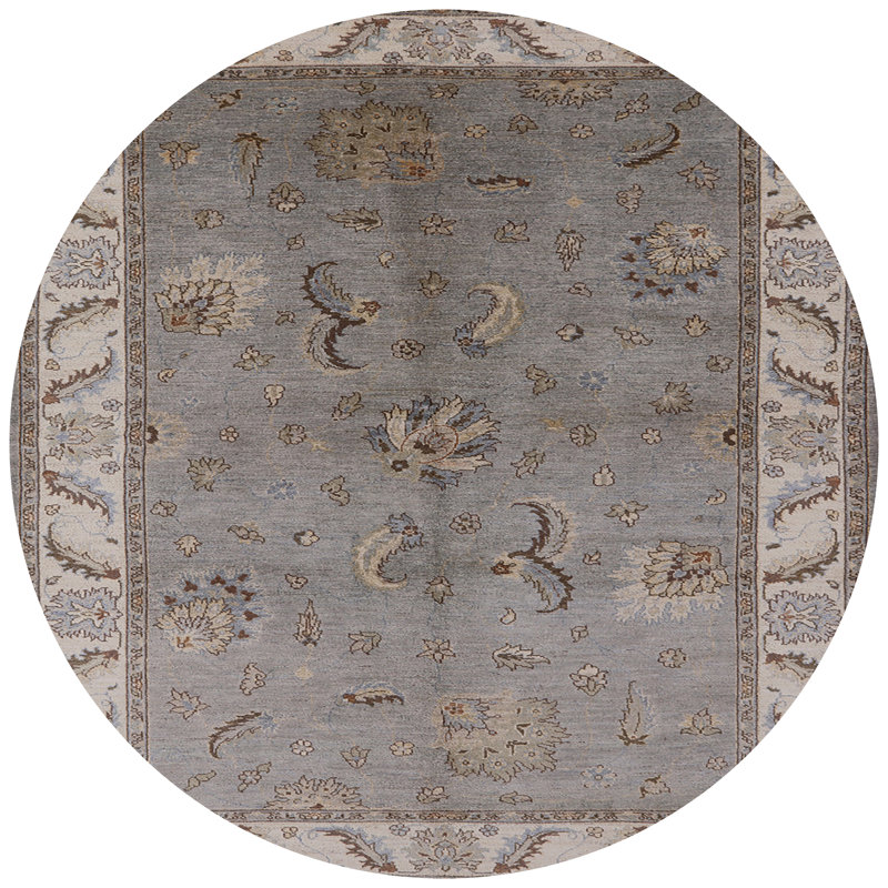 Tapis oriental bleu / crème Mane, Rond 6 pi