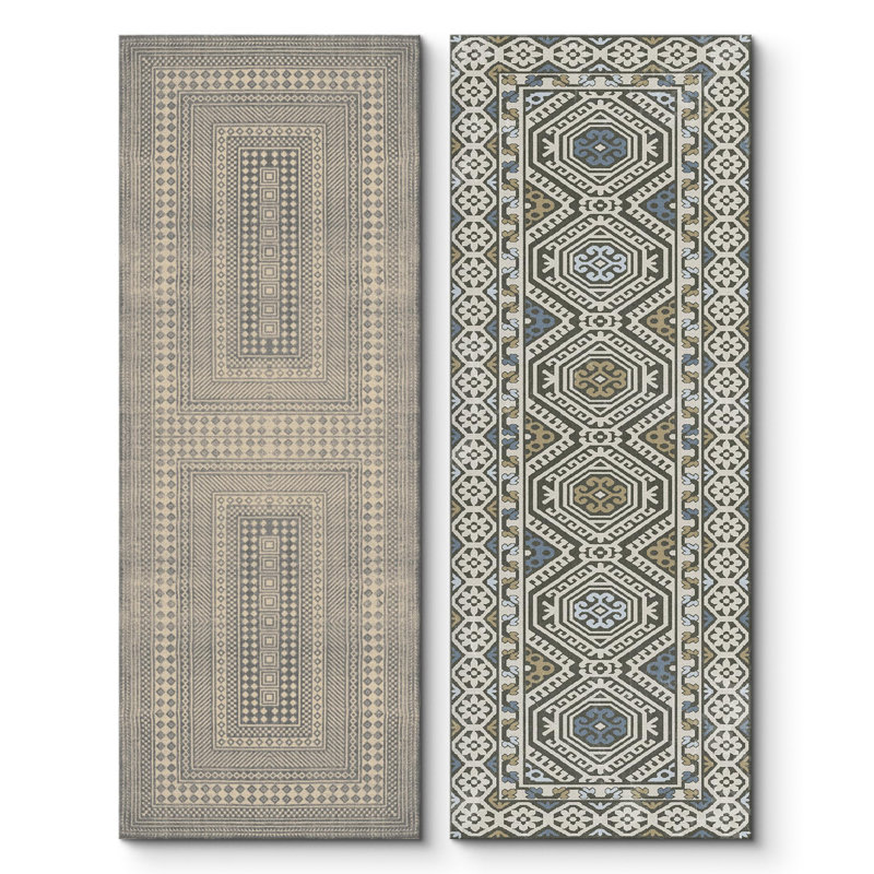 Motif géométrique de style bohème Mid-Century géométrique moderne, art bohémien sur toile, 2 pièces