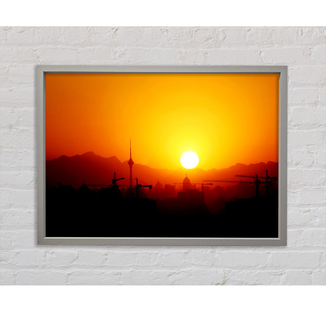 Blazing Sun Over The Harbour - Einzelbildrahmen Kunstdrucke auf Leinwand