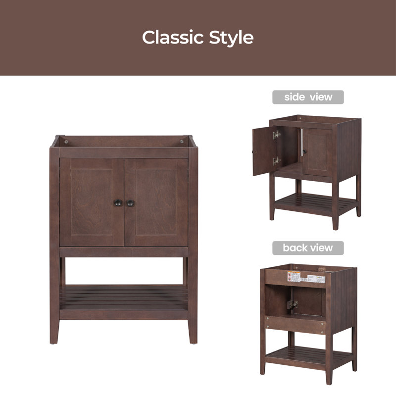23.7'' Single Bathroom Vanity Base Only, Brown