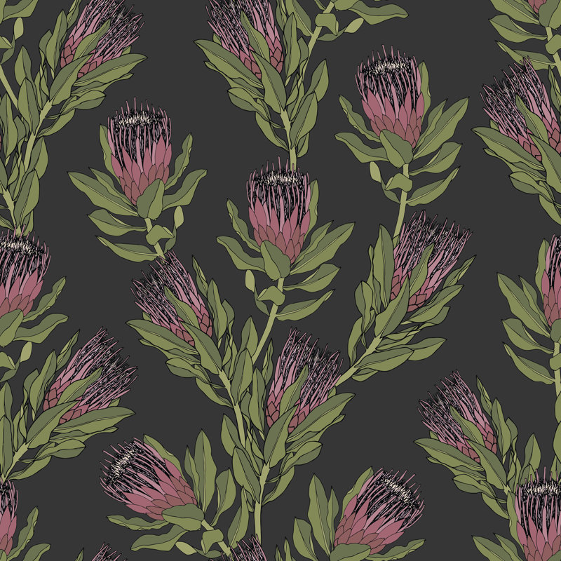 " Protea Vector Pattern ", 30" H x 30" W