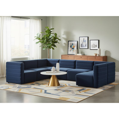 Canapé modulaire en velours réversible de 126 po de largeur Enso