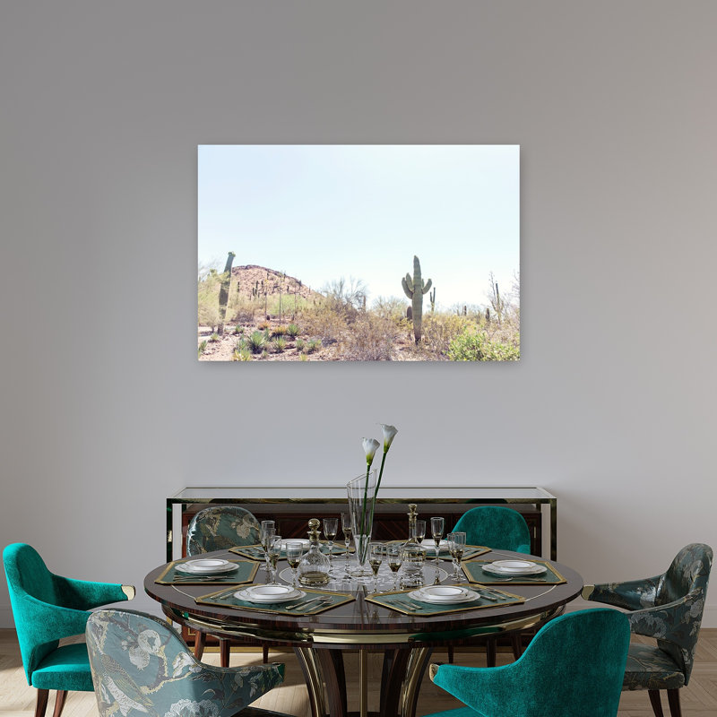 Arizona Saguaro Desert Abstract Contemporary Cactus Landscape Nature Wall Art Print 1 Piece Wrapped Canvas Wall Art