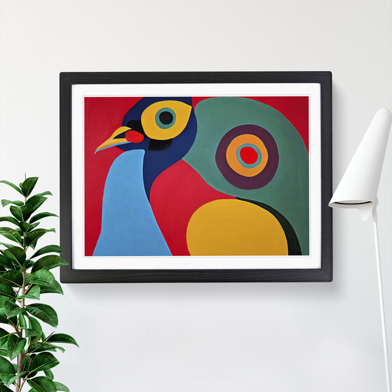 Abstract Peacock - Framed Print, Black, 46cm H x 64cm W x 2cm D