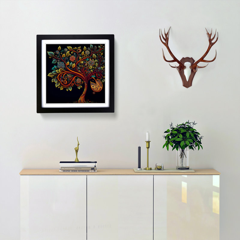 Apple Tree Paisley Art - Framed Print, Black