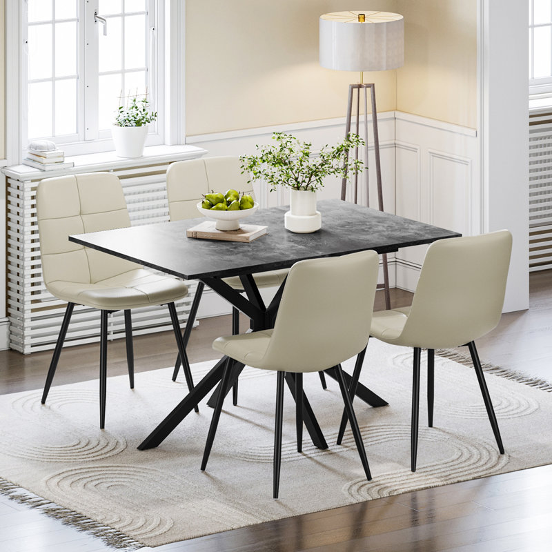 4 - Person Drop Leaf Dining Set, Beige, Grey