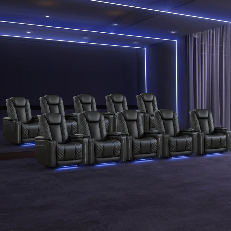 Fauteuil inclinable électrique en cuir ventilé de 35,4 po de largeur avec port USB et porte-gobelets (ensemble de 10)