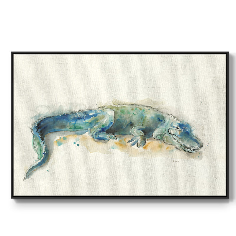 " Alligator ", 17" H x 25" W x 2" D, Black Closed Corner Framed Canvas