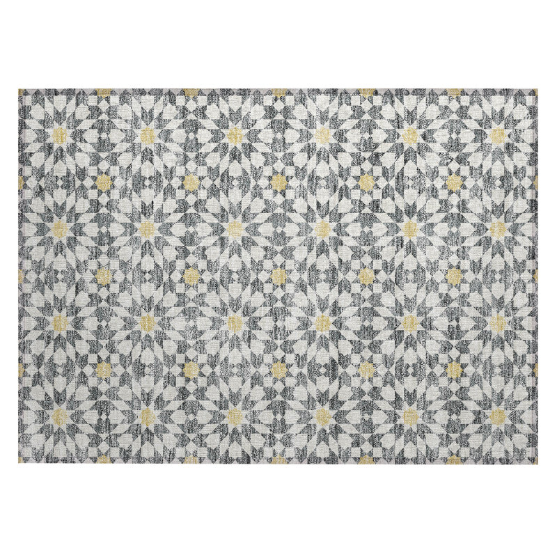 Washable Floral Indoor / Outdoor Rug, Rectangle 1'8" x 2'6"