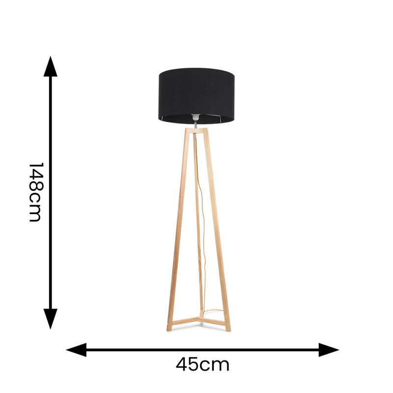 Rhavyn 148cm Traditional Floor Lamp, Black, Natural