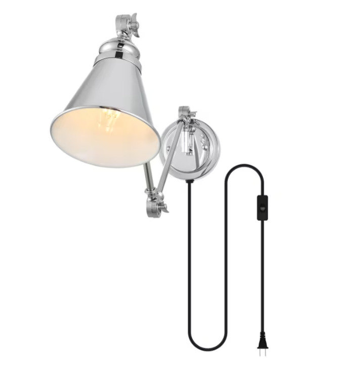 Pruett Plug-in Swing Arm Sconce, Chrome