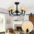 28" 5-Light Modern Remote Control Paint Sand Black With Beige Fabric Shade Fandelier Ceiling Fan With Lighting Kits For Living Room/Bedroom-1063103225