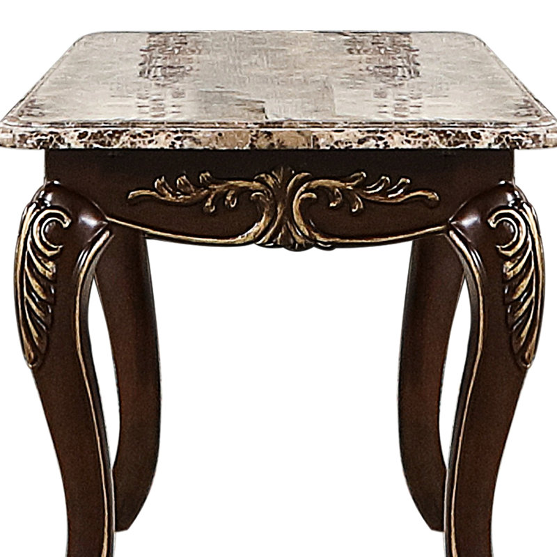 Embout élégant, bois de cerisier et marbre, s'adapte à plusieurs thèmes de décoration, table de salon élégante à installation instantanée, convient à différents styles, prêt à l'emploi