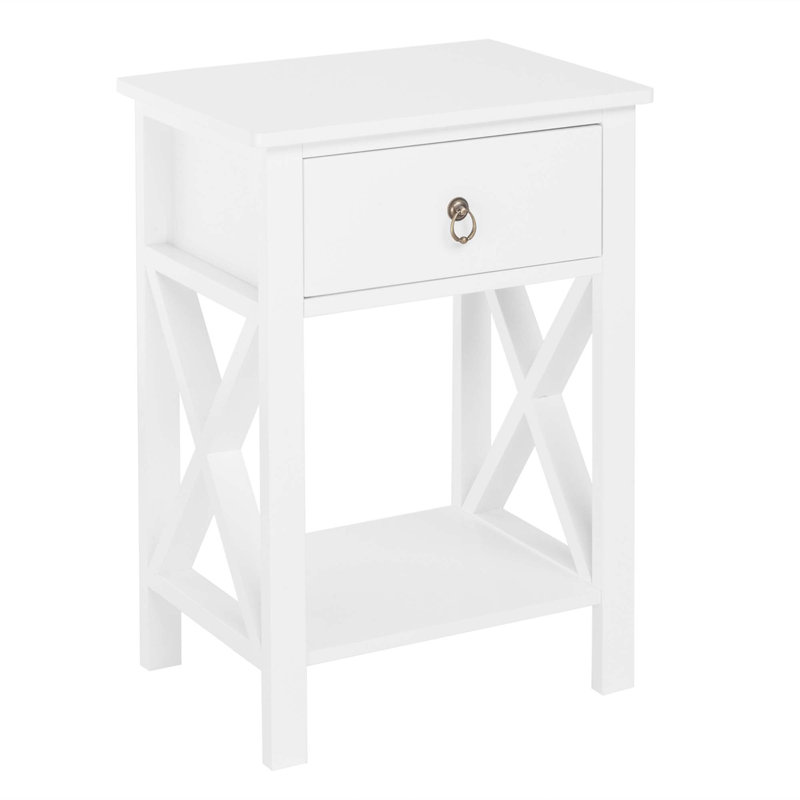 Table de bout, table d'appoint avec 1 tiroir et tablette de rangement Night Night Modern