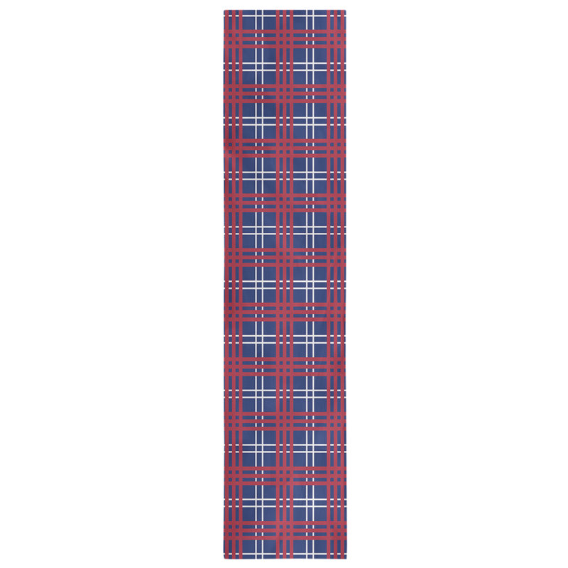 Paid Polyester Table Runner, 90" L x 16" W, Dark Blue/White/Red