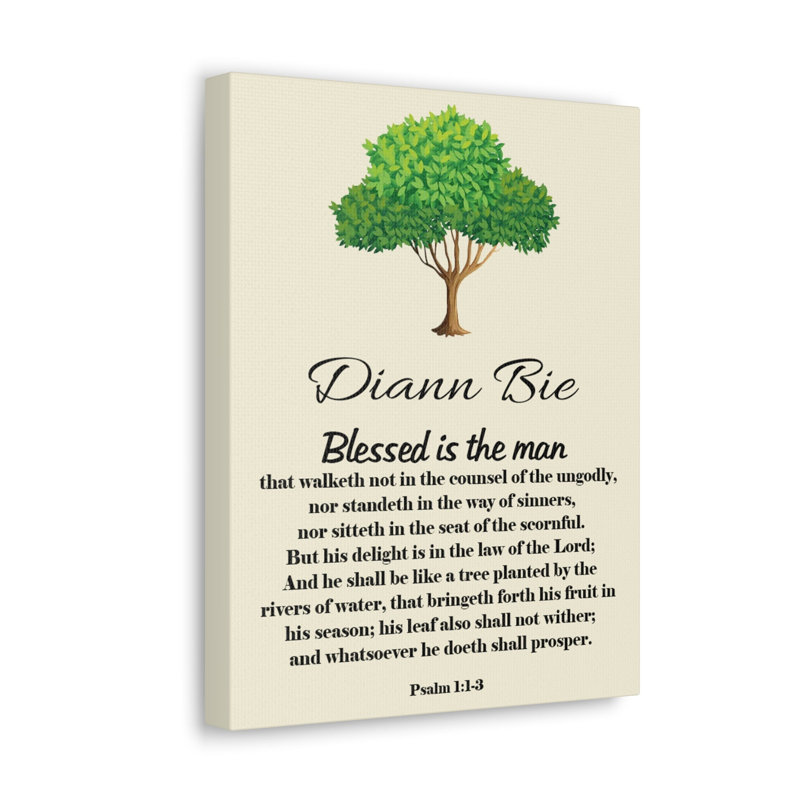 Blessed Is The Man Psalm - No Frame Print on Canvas, 14cm H x 11cm W x 1.25cm D