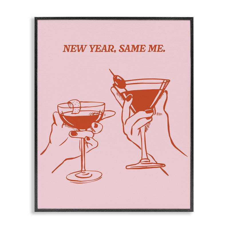  New Year Same Me Framed Giclee Art by House of Lulu, H 14 po x l 11 po, Giclée encadrée noir minuit