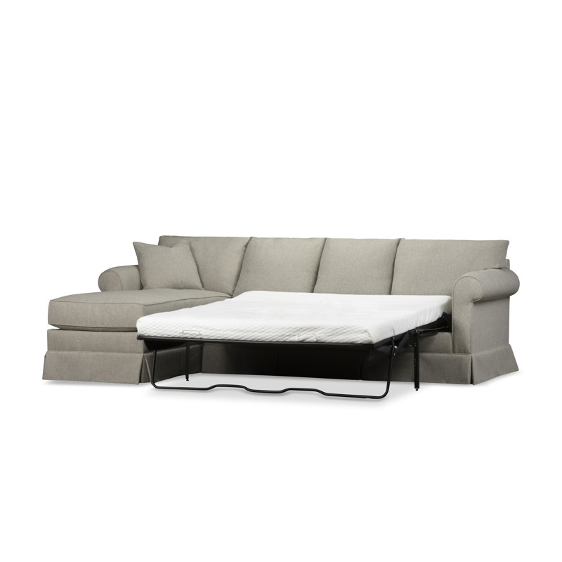 Friedman 2 - Piece Upholstered Sleeper Sectional, Left Hand Facing, Drusky Linen Sustain® Basketweave