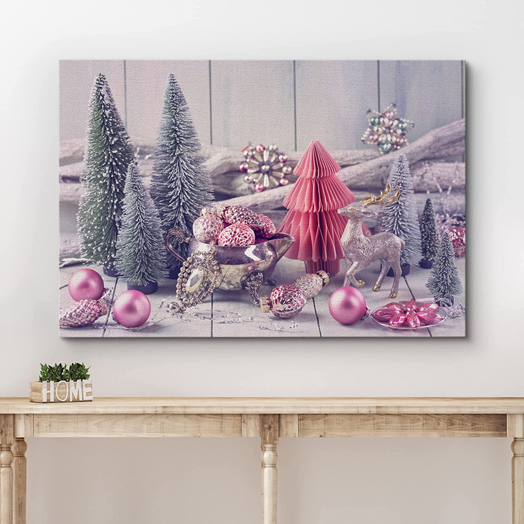 Christmas Holiday Celebration Wrapped Canvas Graphic Art IDEA4WALL 