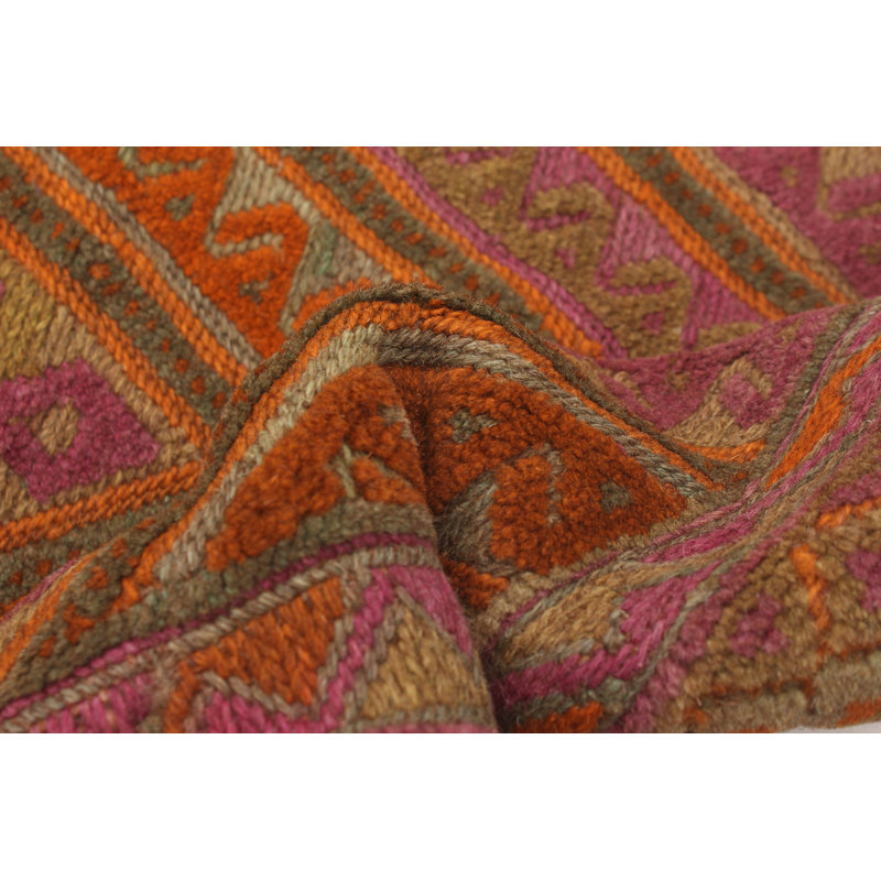 Tapis de couloir unique en laine noué à la main orange vieilli 2 pi 6 po x 12 pi 2 po Jimcy