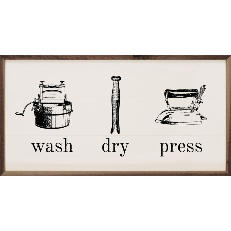 Wash Dry Press With Icons Horizontal White, 18" H x 36" W