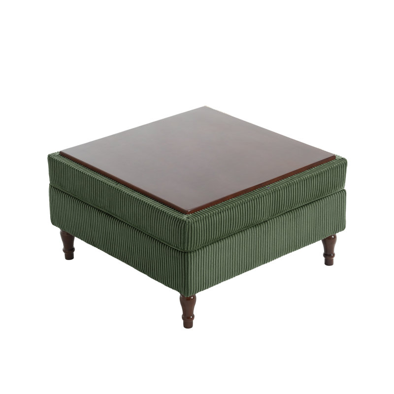 31.98cm Wide Tufted Rectangle Solid Colour Ottoman with Storage, Green