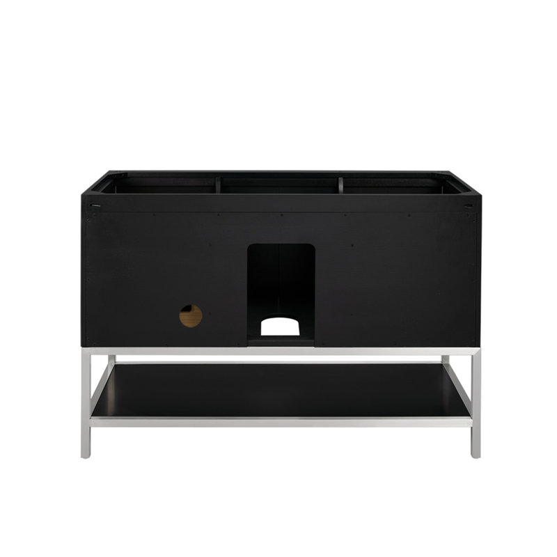Diamond 48'' W Single Vanity, Italian Carrara Marble, Matte Black, Walnut