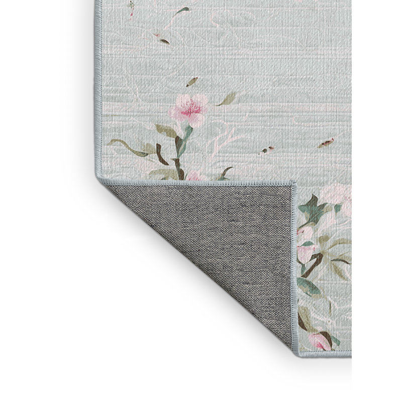 Machine Washable Blue Area Rug, Square 7'