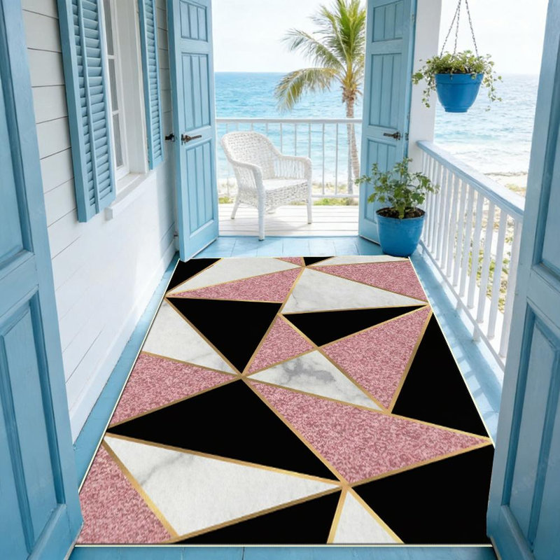 Geometric Marble & Glitter Area Rug, Soft And Lightweight, Suitable For All Seasons, Easy To Maintain And Easy To Clean, Machine Washable Carpet Floor Mat, Suitable For Living Room, Bedroom, Hallway, Balcony, Patio, Room Decor, Home Decor, Outdoor Decor