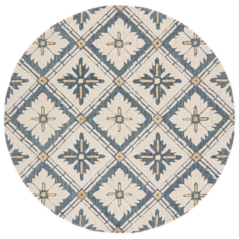Metro 395 Hand Tufted 80% Wool; 20% Cotton Damask Rug, 6'-0" X 6'-0" Round