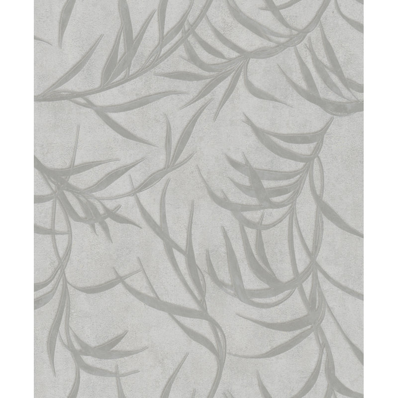Kavalier Metallic Leaf 10.05M X 53Cm Wallpaper Roll, Warm Grey
