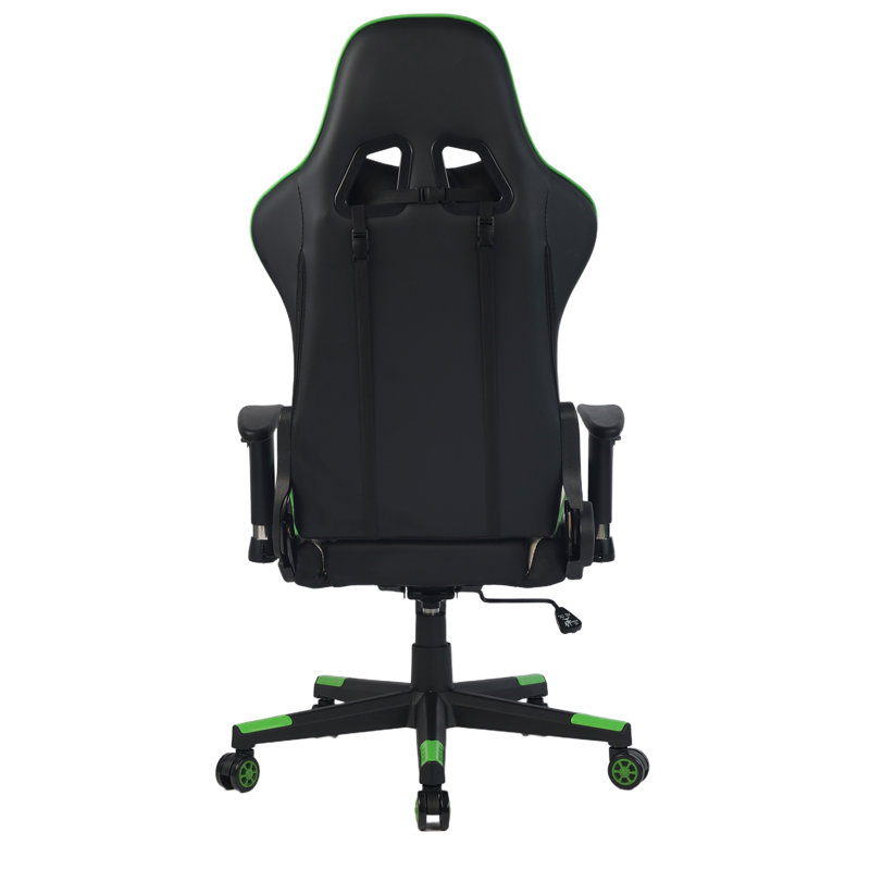 RayGar Faux Leather PC & Racing Game Chair, Green/Black/White