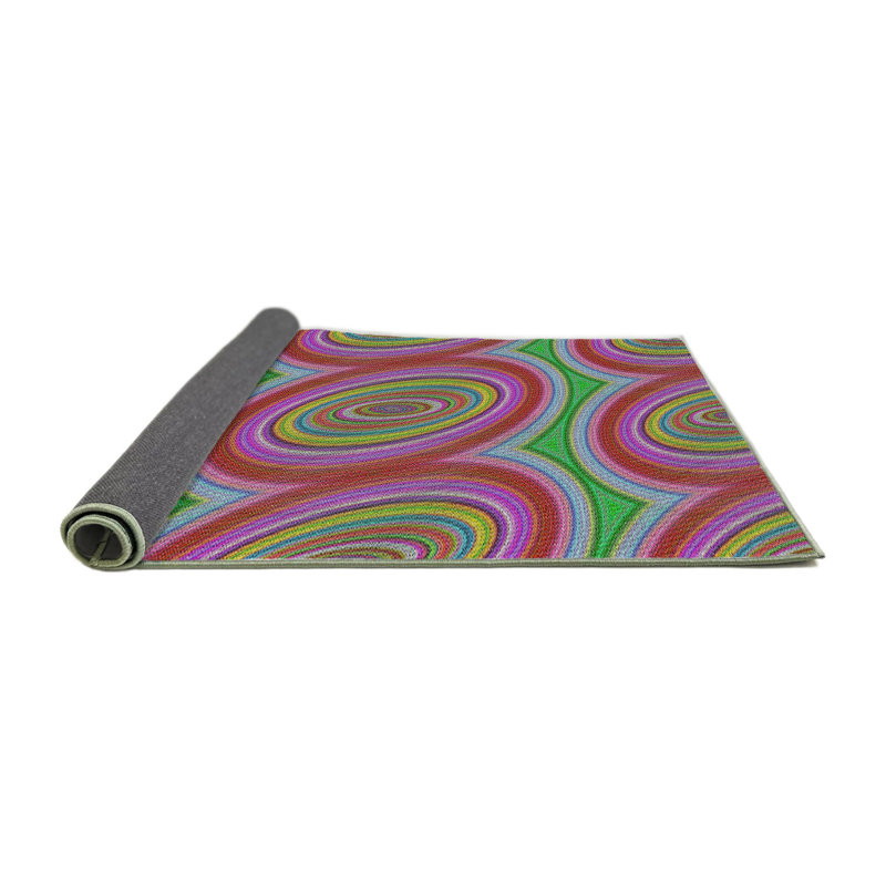 Tapis rose motif/rouge/vert, Rond 5 pi
