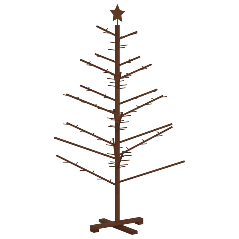 Sapin de Noël en bois de 150 cm, bambou et pin massif, 59,1 po, Marron foncé