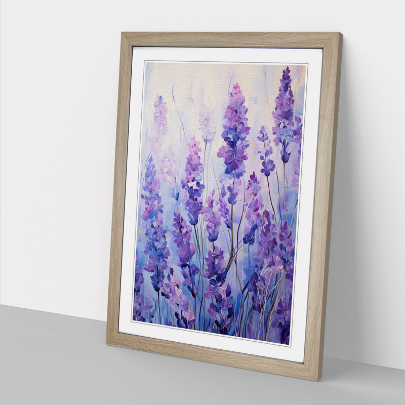 Lavender Flower Abstract - Framed Print, 34cm H x 25cm W x 2" D, Oak Framed