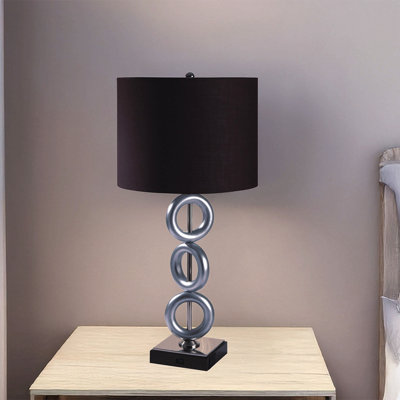One Pair Of 29"H Silver 3-Ring With Outlet Table Lamp (2Pc/Ctn)