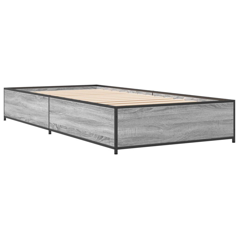 Vidaxl Bed Frame Engineered Wood And Metal, Small Single (2'6), Grey Sonoma