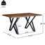 Table de salle à manger avec aspect noyer et pieds en métal, attrait industriel de 58,96 po x 35,5 po