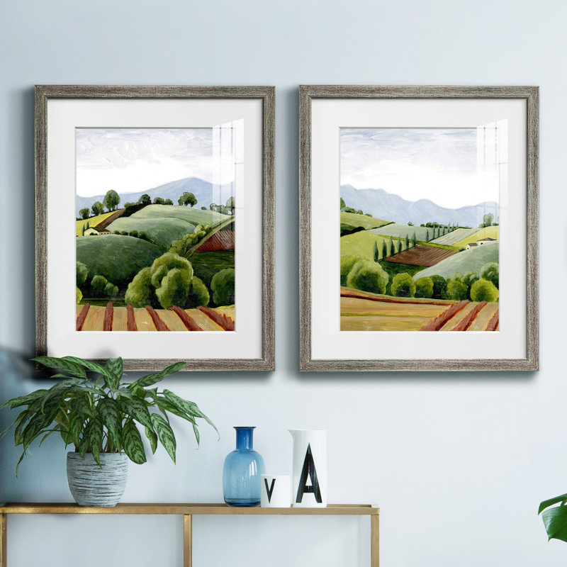 «Tuscan Valley S croquis I», ensemble de 2 reproductions d'art sur toile encadrées