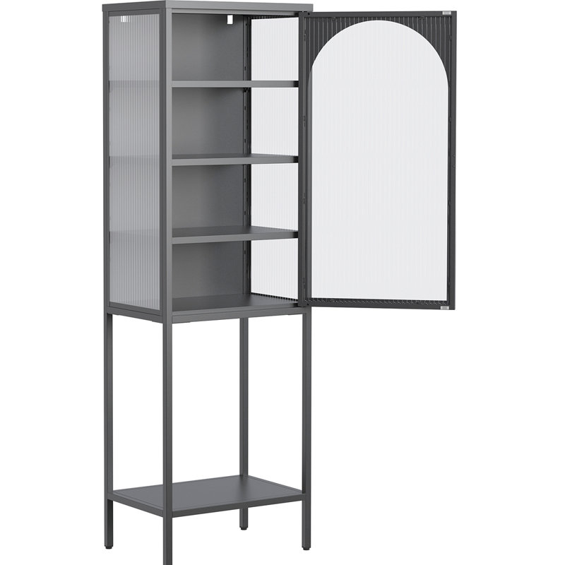 Armoire de rangement vitrée en métal, Gris